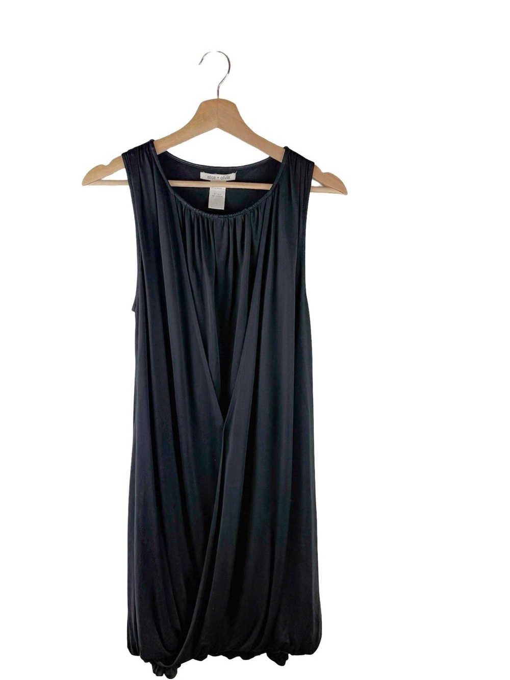 Alice + Olivia Black Bubble hem shift dress Silk Blend Size Small